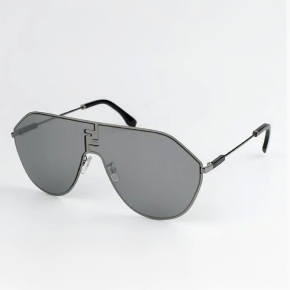 Fendi FE40080U - 12C - 65 Occhiali da sole Silver Pilot (Aviator)