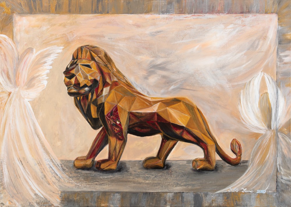 Fanni Mikó THE GOLDEN LION - 2023, ACRYLIC, CANVAS - 50 X 70 - VENDUTA Dipinti