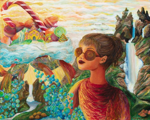 Fanni Mikó - Dipinti - CANDY WORLD - 2023, ACRYLIC, CANVAS - 80 X 100