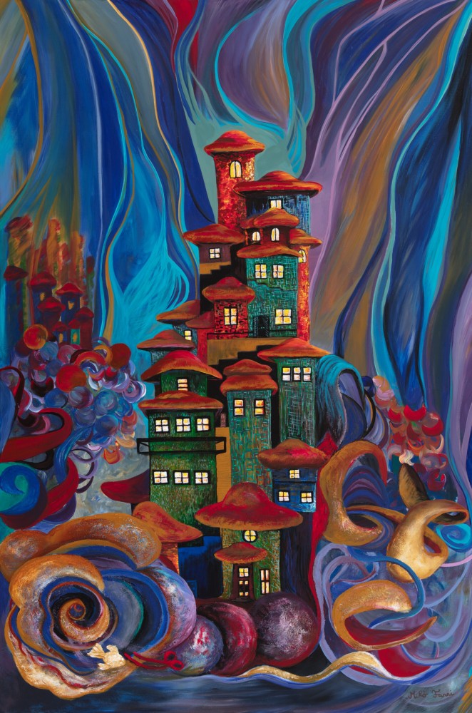Fanni Mikó FLOATING VILLAGE - 2024, ACRYLIC, CANVAS - 120 X 80 Dipinti