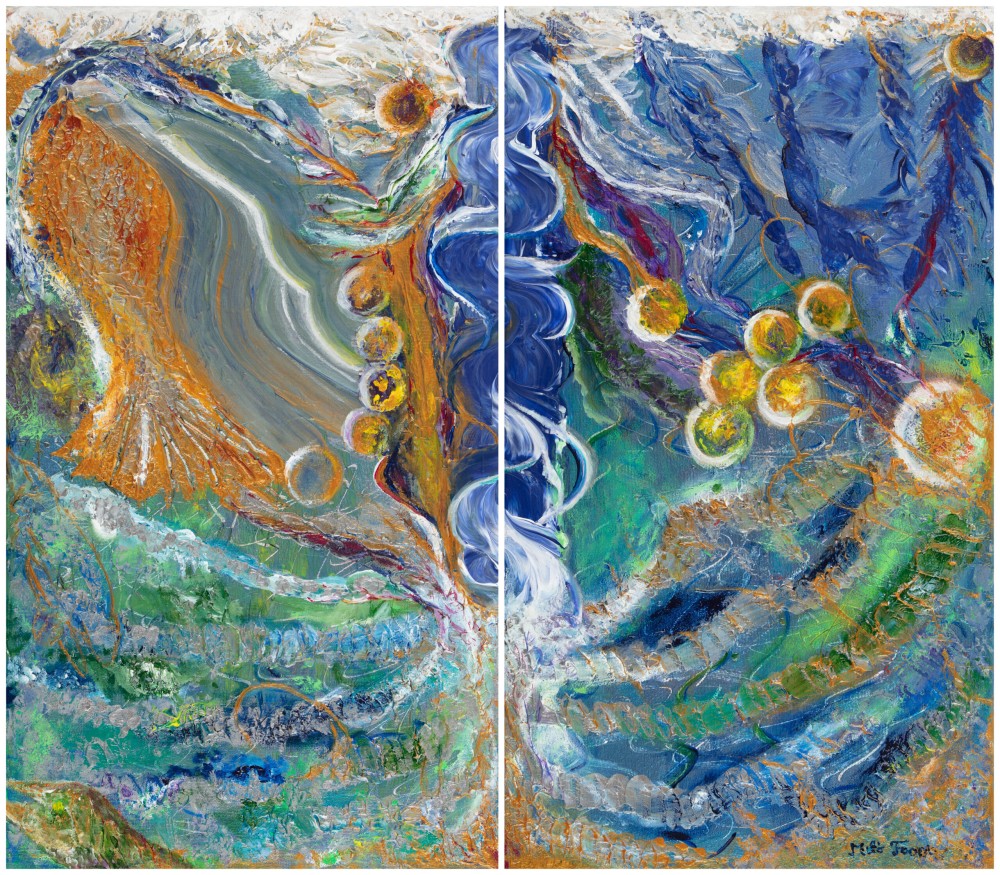 Fanni Mikó UNDERWATER - 2023, ACRYLIC, CANVAS - 70 X (2 X40) Dipinti