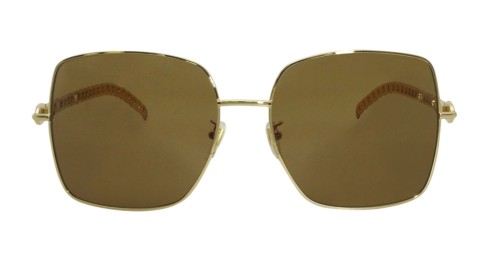 Gucci GG0724S WITHOUT CHAIN - 002 - 61 Occhiali da sole Gold Square