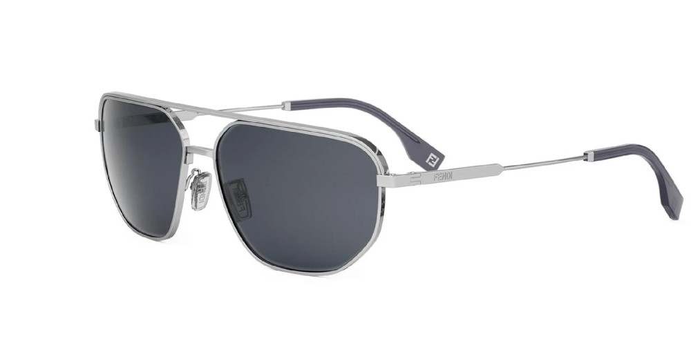 Fendi FE40154U - 16A - 61 Occhiali da sole Silver Pilot (Aviator)
