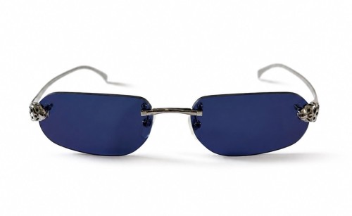 Cartier CT0494O with Custom Lens - 002 - 55 Occhiali da sole Silver Rounded