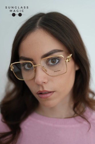 MIU MIU MU 51XV - ​5AK1O1 - ​54 Montature ottiche Gold Square