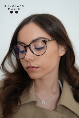 Tom Ford TF5575-B - 055 - 51 - CON LENTI CON FILTRO LUCE BLU-VIOLETTA Montature ottiche Havanna Round