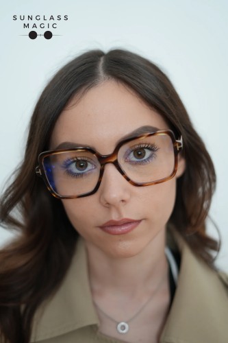 Tom Ford TF6063-B - 055 - 56 - CON LENTI CON FILTRO LUCE BLU-VIOLETTA Montature ottiche Havanna Square