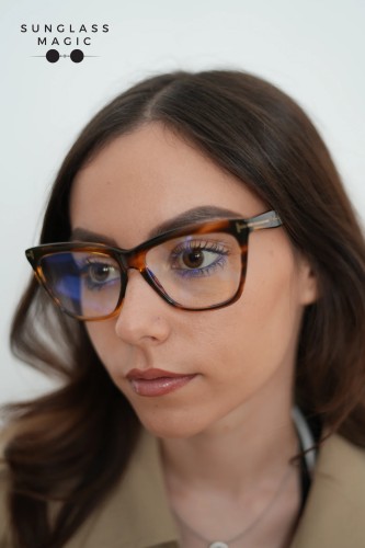 Tom Ford TF6064-B - 055 - 56 - CON LENTI CON FILTRO LUCE BLU-VIOLETTA Montature ottiche Havanna Cat Eye