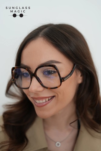 Tom Ford TF5968-B ECO - 052 - 54 - CON LENTI CON FILTRO LUCE BLU-VIOLETTA Montature ottiche Havanna Square