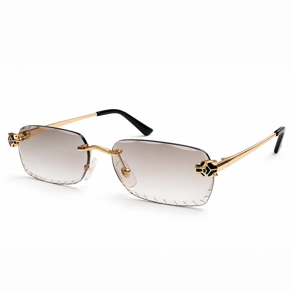 Cartier CT0448O with Diamond-Cut Lenses – Custom-Made - 001 - 54 - CON LENTI FOTOCROMATICHE Occhiali da sole Gold Square
