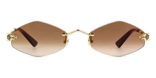 Cartier CT0433S - 002 - 55 Occhiali da sole Gold Cat Eye