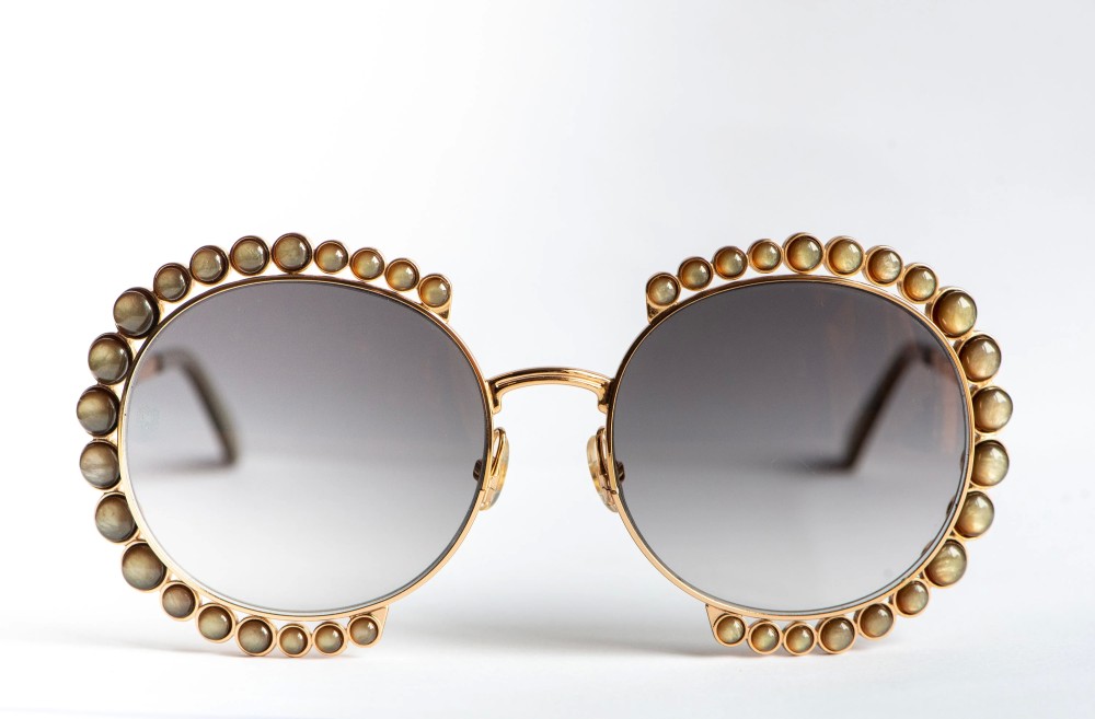Elie Saab ES025/G/S - 84E5B - 57 Occhiali da sole Gold Round