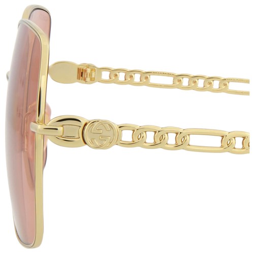 Gucci GG0724S WITHOUT CHAIN - 005 - 61 Occhiali da sole Gold Square