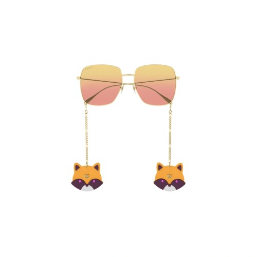 Gucci GG1031S WITH CHAIN - 005 - 59 Occhiali da sole Gold Square