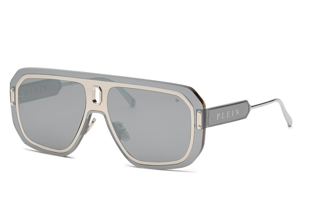 Philipp Plein SPP050 ADVENTURE MASK - 579X Occhiali da sole Silver Pilot (Aviator)