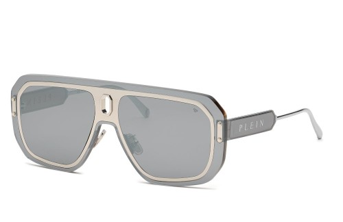 Philipp Plein SPP050 ADVENTURE MASK - 579X Occhiali da sole Silver Pilot (Aviator)