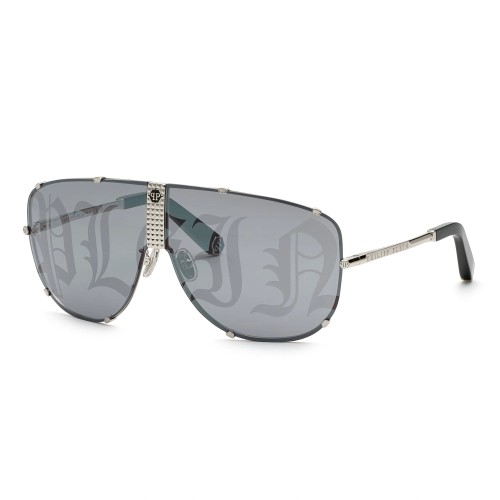 Philipp Plein SPP075 STUD 579L Occhiali da sole Silver Shield