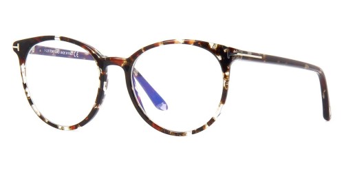 Tom Ford TF5575-B - 055 - 51 - CON LENTI CON FILTRO LUCE BLU-VIOLETTA Montature ottiche Havanna Round