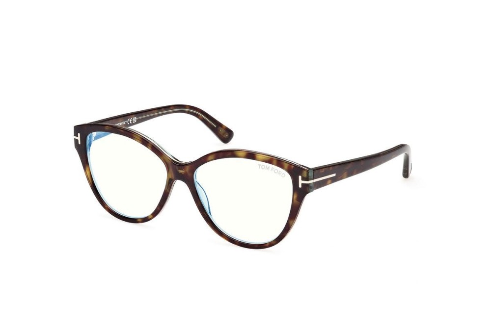 Tom Ford TF5954-B - 055 - 54 - CON LENTI CON FILTRO LUCE BLU-VIOLETTA Montature ottiche Havanna Cat Eye