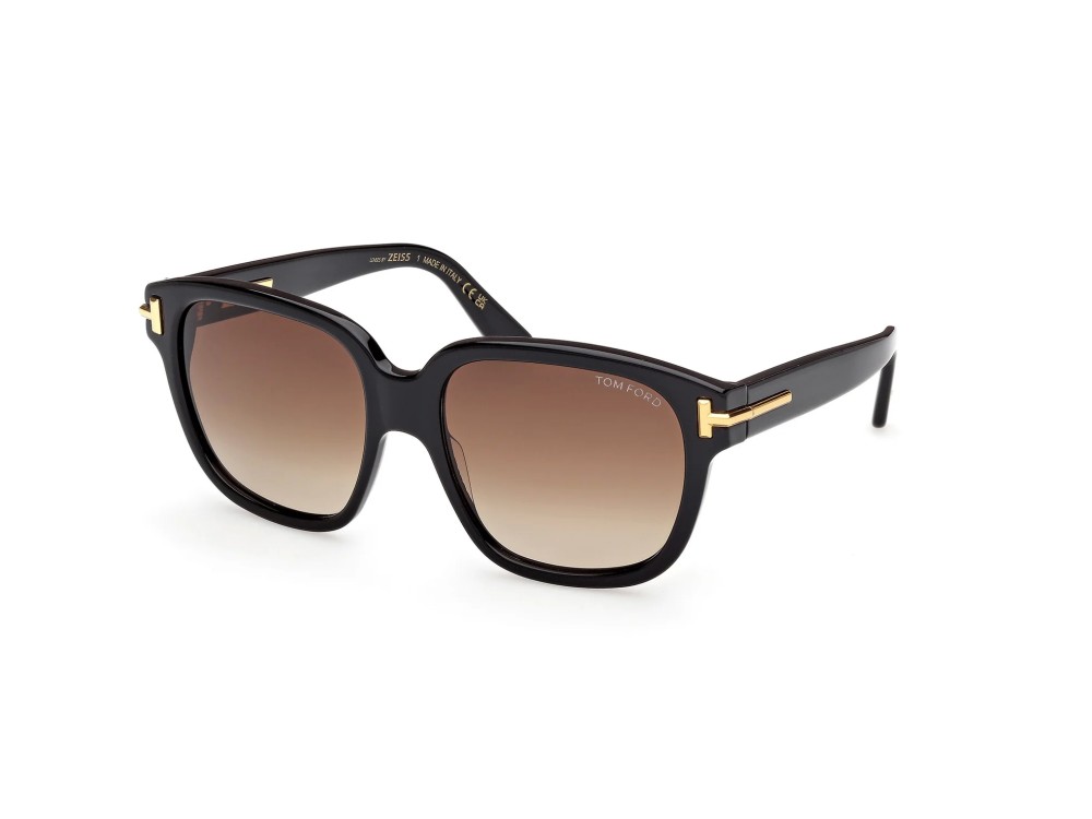 Tom Ford FT1236 ICON COLLECTION - 01F - 58 Occhiali da sole Black Pillow (Rounded)