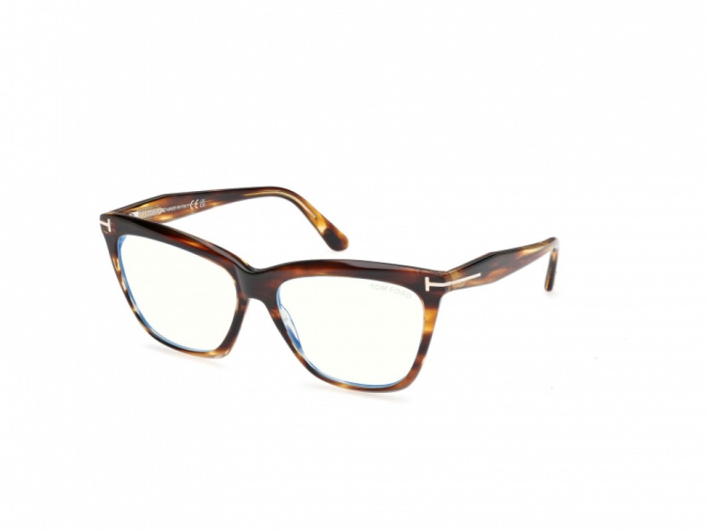 Tom Ford TF6064-B - 055 - 56 - CON LENTI CON FILTRO LUCE BLU-VIOLETTA Montature ottiche Havanna Cat Eye